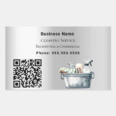 Sticker Rectangulaire Code QR argent du service de nettoyage (Devant)