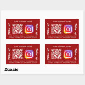 Sticker Rectangulaire Code QR de nom d'entreprise rouge Instagram (Feuille)