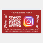 Sticker Rectangulaire Code QR de nom d'entreprise rouge Instagram (Devant)