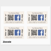 Sticker Rectangulaire Code qr d'entreprise beige Facebook (Feuille)