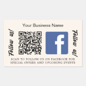 Sticker Rectangulaire Code qr d'entreprise beige Facebook (Devant)