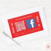 Sticker Rectangulaire Code QR nom de l'entreprise blanc rouge vif Facebo (Enveloppe)