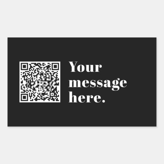 Sticker Rectangulaire Code QR téléchargé et texte rétro modifiable (Devant)