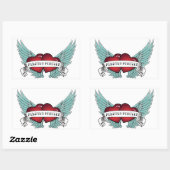 Sticker Rectangulaire Coeur à ailes Rockabilly toujours et pour toujours (Feuille)