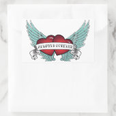 Sticker Rectangulaire Coeur à ailes Rockabilly toujours et pour toujours (Sac)