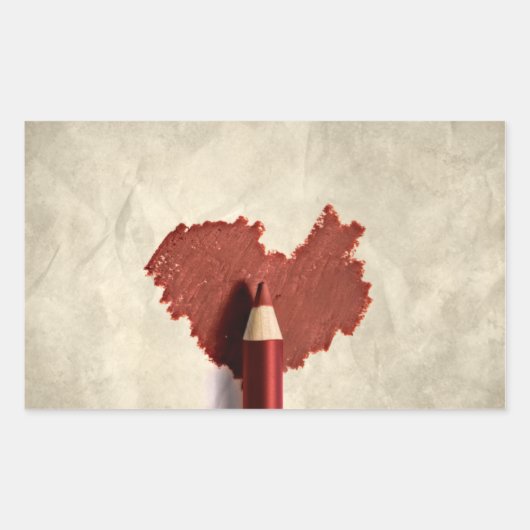 Sticker Rectangulaire Coeur à motifs dessinés (Devant)