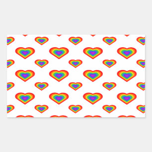 Sticker Rectangulaire Coeur arc-en-ciel