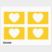 Sticker Rectangulaire Coeur blanc sur or (Feuille)