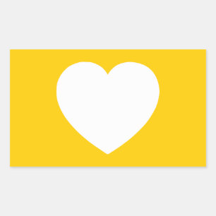 Sticker Rectangulaire Coeur blanc sur or
