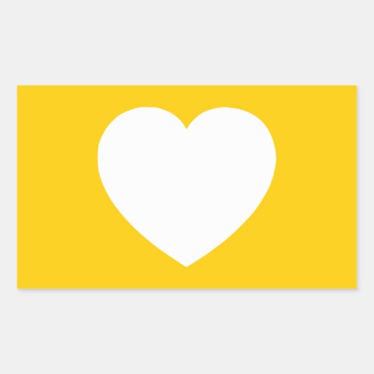 Sticker Rectangulaire Coeur blanc sur or (Devant)