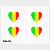 Sticker Rectangulaire Coeur coloré Rasta (Feuille)