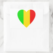 Sticker Rectangulaire Coeur coloré Rasta (Sac)