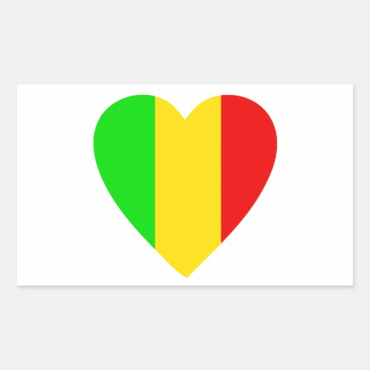 Sticker Rectangulaire Coeur coloré Rasta (Devant)