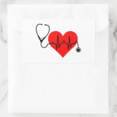 Sticker Rectangulaire Coeur de battement de coeur de stéthoscope (Sac)
