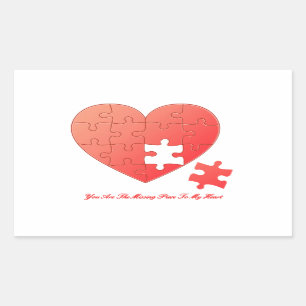 Sticker Rectangulaire Coeur de puzzle avec le morceau et la citation