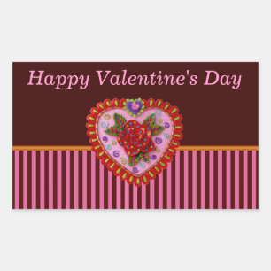 Sticker Rectangulaire Coeur de Valentine