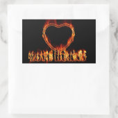 Sticker Rectangulaire Coeur en feu (Sac)