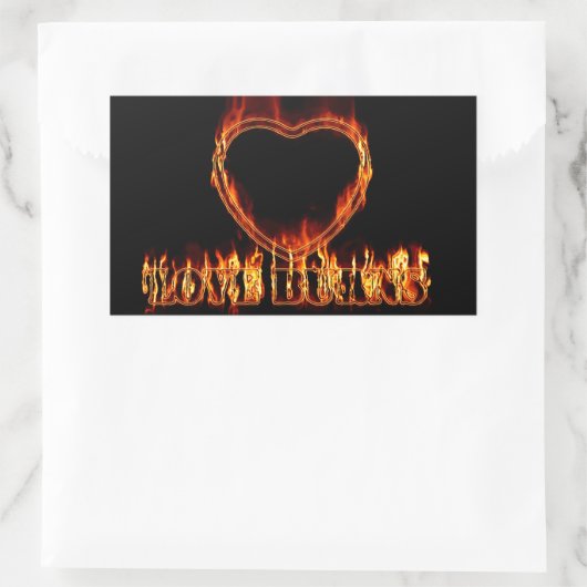Sticker Rectangulaire Coeur en feu (Sac)