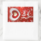 Sticker Rectangulaire Coeur et étoiles en rouge (Sac)