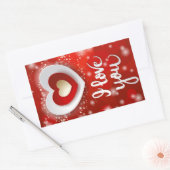 Sticker Rectangulaire Coeur et étoiles en rouge (Enveloppe)