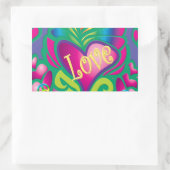 Sticker Rectangulaire Coeur floral psychédélique (Sac)