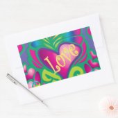 Sticker Rectangulaire Coeur floral psychédélique (Enveloppe)
