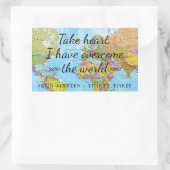 Sticker Rectangulaire Coeur, j'ai surmonté le monde. (Sac)