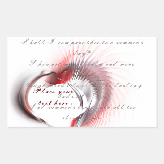 Sticker Rectangulaire Coeur métallique avec sonnet de Shakespeare 18 (Devant)