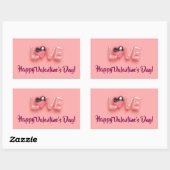 STICKER RECTANGULAIRE CŒUR MODERNE ROSE SAINT-VALENTIN (Feuille)