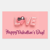 STICKER RECTANGULAIRE CŒUR MODERNE ROSE SAINT-VALENTIN (Devant)