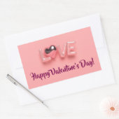 STICKER RECTANGULAIRE CŒUR MODERNE ROSE SAINT-VALENTIN (Enveloppe)