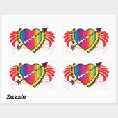 Sticker Rectangulaire Coeur pour la paix (Feuille)