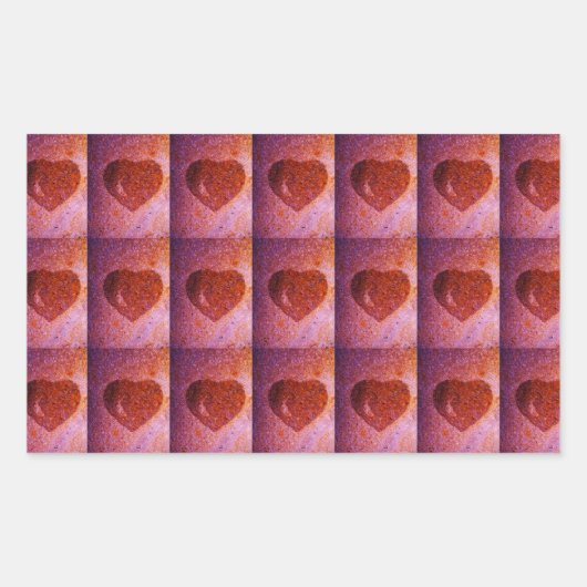 Sticker Rectangulaire coeur rose corail (Devant)