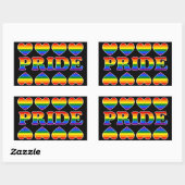 Sticker Rectangulaire Coeurs arc-en-ciel PRIDE (Feuille)