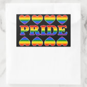 Sticker Rectangulaire Coeurs arc-en-ciel PRIDE (Sac)