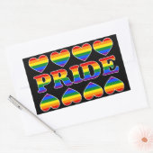 Sticker Rectangulaire Coeurs arc-en-ciel PRIDE (Enveloppe)