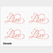 Sticker Rectangulaire Coeurs d'amour Mariage rose et blanc (Feuille)