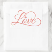 Sticker Rectangulaire Coeurs d'amour Mariage rose et blanc (Sac)