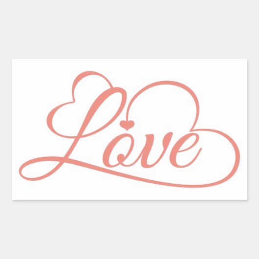 Sticker Rectangulaire Coeurs d'amour Mariage rose et blanc (Devant)