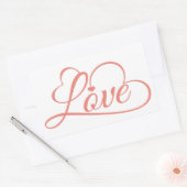 Sticker Rectangulaire Coeurs d'amour Mariage rose et blanc (Enveloppe)