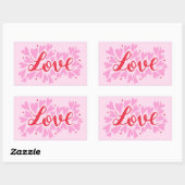 Sticker Rectangulaire Coeurs d'amour - rose et rouge (Feuille)