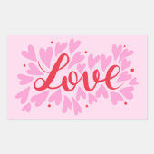 Sticker Rectangulaire Coeurs d'amour - rose et rouge (Devant)