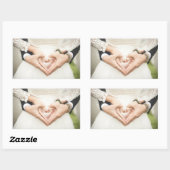 Sticker Rectangulaire Coeurs dans nos mains Mariage (Feuille)