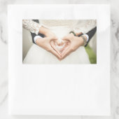 Sticker Rectangulaire Coeurs dans nos mains Mariage (Sac)