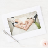 Sticker Rectangulaire Coeurs dans nos mains Mariage (Enveloppe)