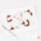 Sticker Rectangulaire Coeurs de Fox mignonne tirant à la main en bleu ja (Enveloppe)