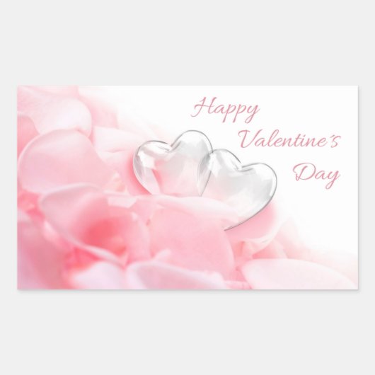 Sticker Rectangulaire Coeurs de verre romantique Heureuse Sainte-Valenti (Devant)