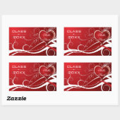 Sticker Rectangulaire Coeurs Des Fissures Blanches Et Rouges - Graduatio (Feuille)