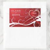 Sticker Rectangulaire Coeurs Des Fissures Blanches Et Rouges - Graduatio (Sac)