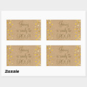 Sticker Rectangulaire Cœurs Dorés Elle est Prête à Accoucher Cadeau de B (Feuille)
